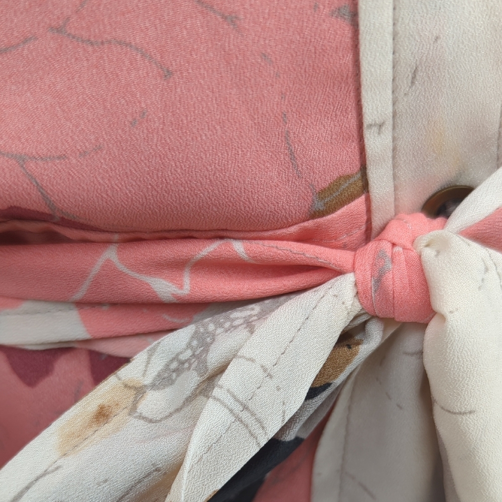 Banana Republic Coral Pink & Black Floral Maxi Shirt Dress - Picture 5 of 9